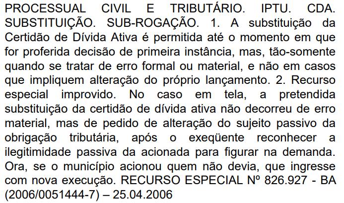 Importante: Quando há o protocolo da execução em nome da pessoa certa, mas