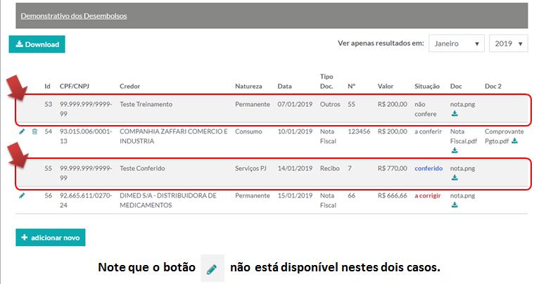 CONFERIDO ou NÃO CONFERE,