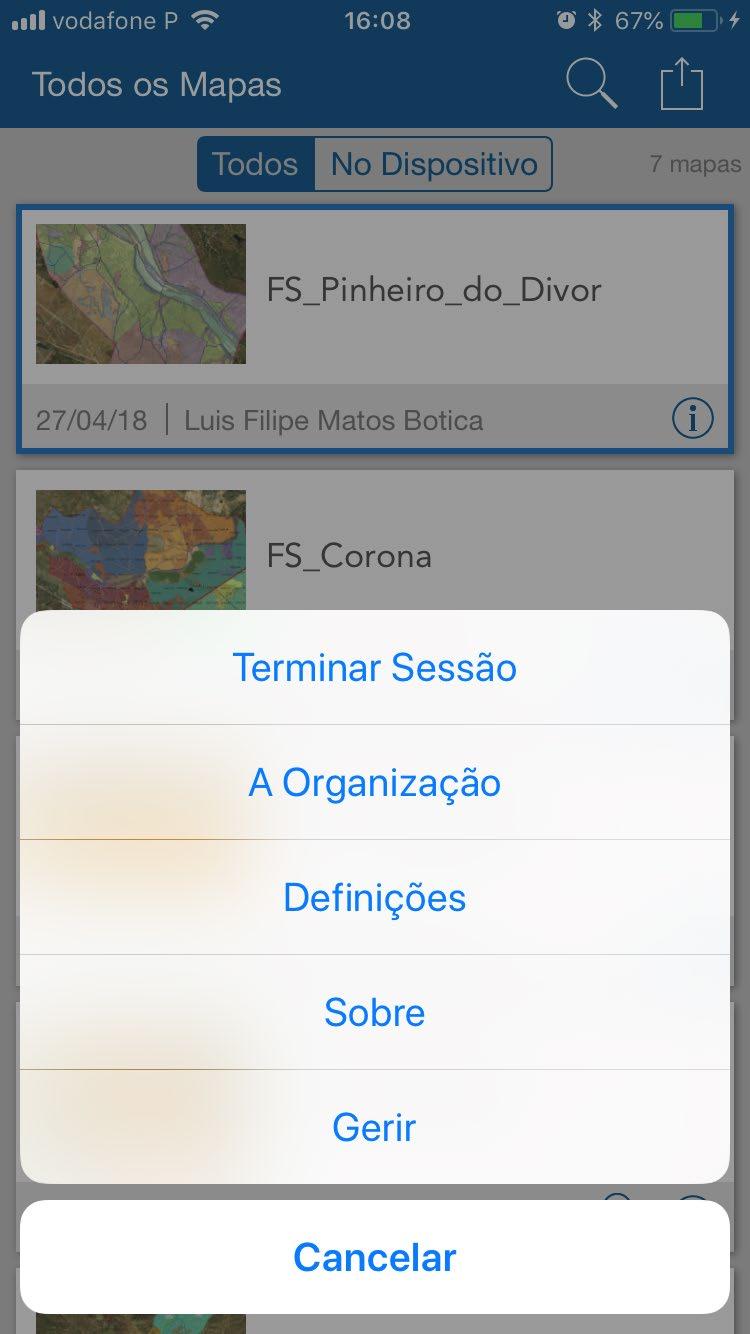 Arcgis Collector Após o Login na conta,