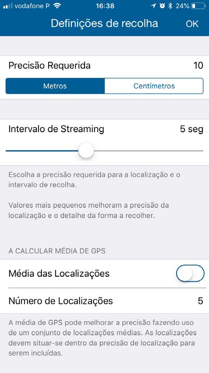 Menu de recolha manual Após a selecção da informação a recolher (pontos, áreas,