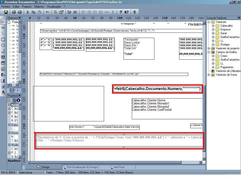 Sistema de emissão de recibos no mesmo documento de factura No layout do documento seleccionado para a emissão de facturas de venda poderá incluir, na parte inferior, uma caixa semelhante a um