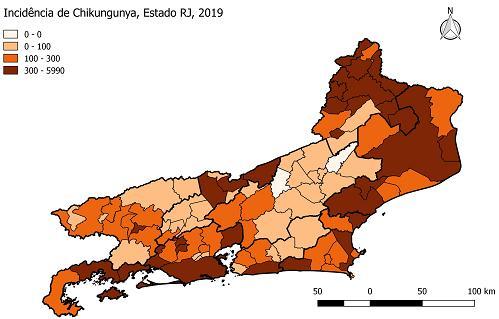CHIKUNGUNYA No 1º semestre de 2019 foram notificados 60.987 casos prováveis de chikungunya no estado, correspondendo a uma incidência de 355,40 casos por 100 mil habitantes.