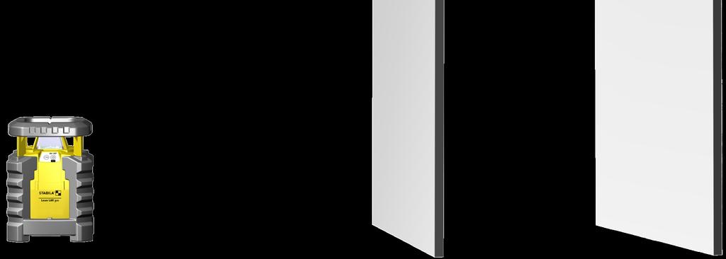 O LAR 300 é colocado numa distância de 5 ou 10 m diante de uma parede e sobre uma área horizontal ou montado num tripé, com o painel de comando apontado para a parede. 2.