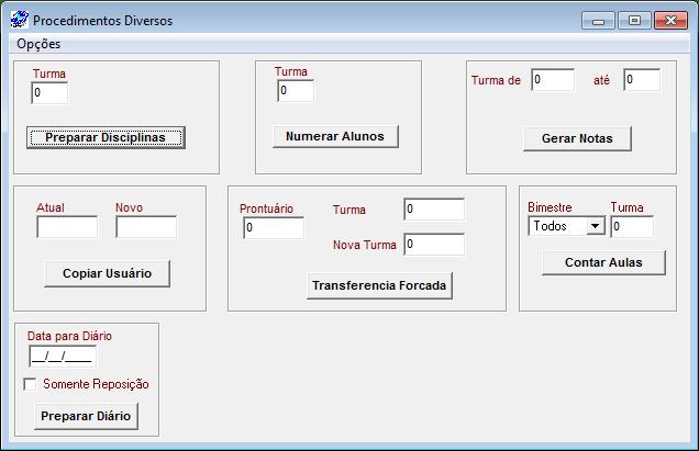 Contar Aulas [opção] Procedimentos; Como executar o procedimento contar aulas? 1. Selecione o Bimestre, no campo Turma digite a turma e em seguida clique no botão Contar Aulas.