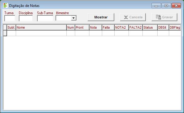 Digitando Notas [módulo] CRE, [opção] Digitação de Notas (Técnico Integrado); Como preencher os campos corretamente? 1. No campo Turma digite o código da turma. 2.