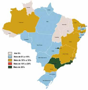 69 Mapa 1 - Taxa de cobertura dos planos privados de assistência médica por Unidades da Federação (Brasil - fevereiro/2019) Fontes: Fonte: SIB/ANS/MS - 02/2019 e População - IBGE/2012 Gráfico 1 -