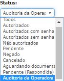 Os resultados irão apresentar botões do tipo chave, que permitem alternar a informação do andamento da situação da guia por parte do