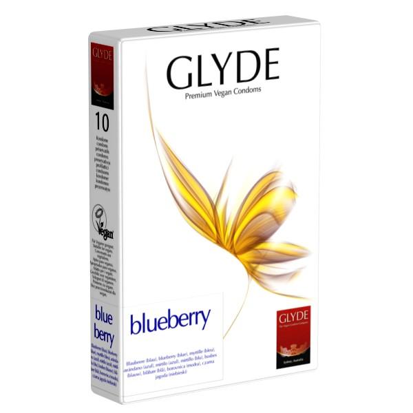 Referência: E758 Preservativos mirtilo Glyde (10 unid.) Preservativos morango Glyde (10 unid.) Veganos. Veganos. De cor azul, sabor de mirtilo.