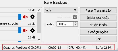 4 Iniciando a transmissão Após configurado, clique em Iniciar Transmissão para enviar o vídeo para servidor: Será exibido o tempo de gravação no rodapé do programa: