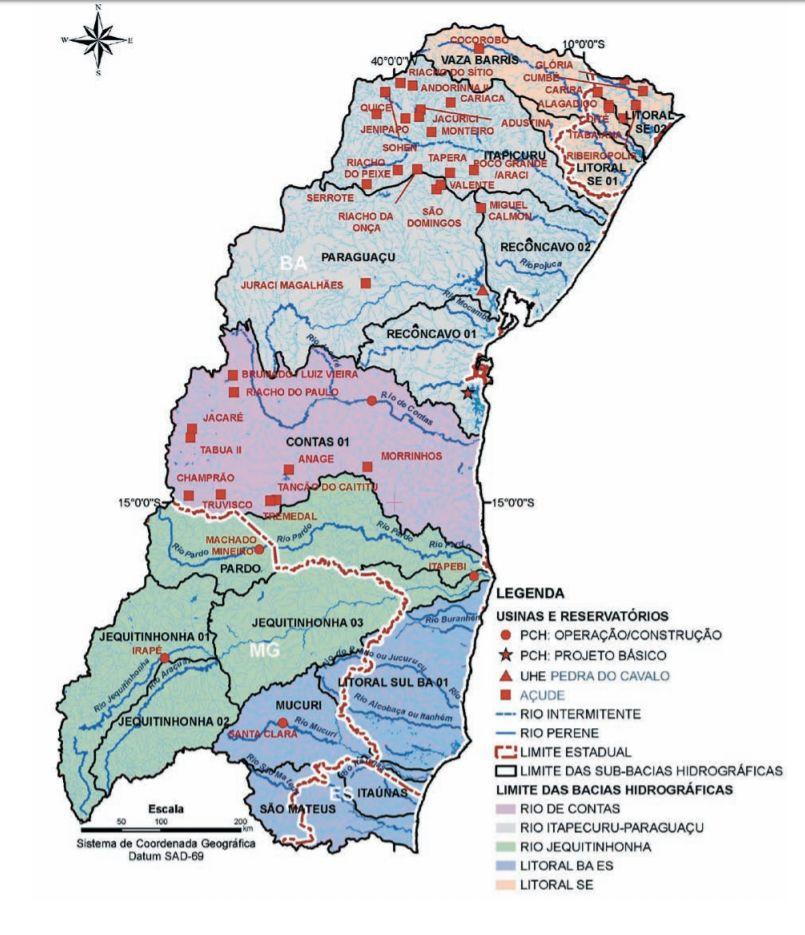 Figura 7 Reservatórios e Açudes na Região Hidrográfica Atlântico