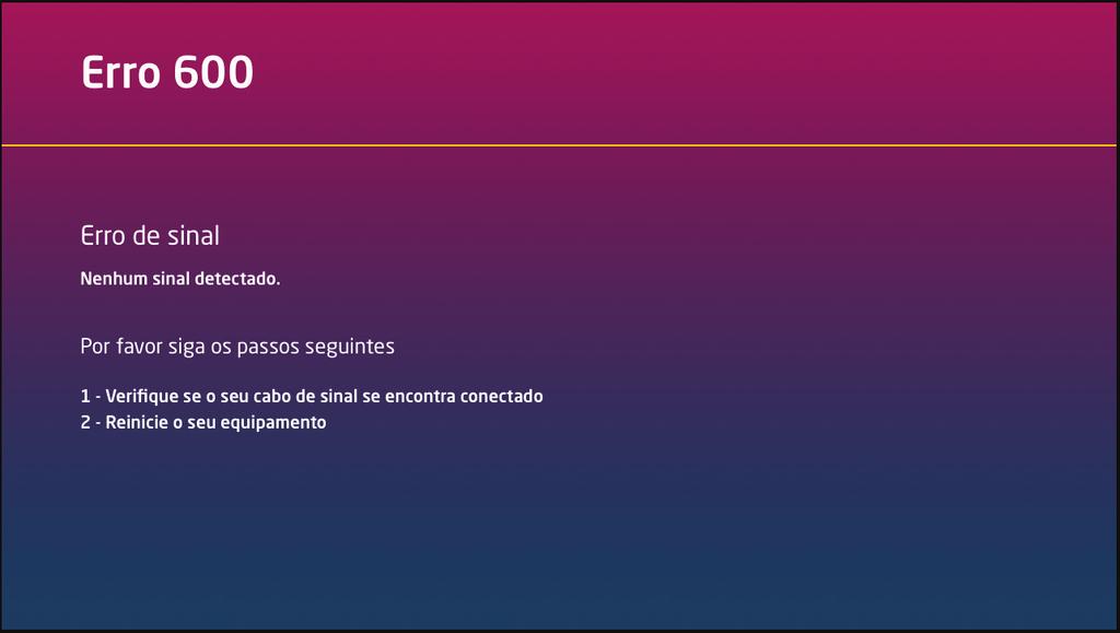 Ecrã de Erro Na eventualidade de a sua ZAP BOX apresentar um erro, siga o procedimento seguinte: 1 2 1 - Detecte de