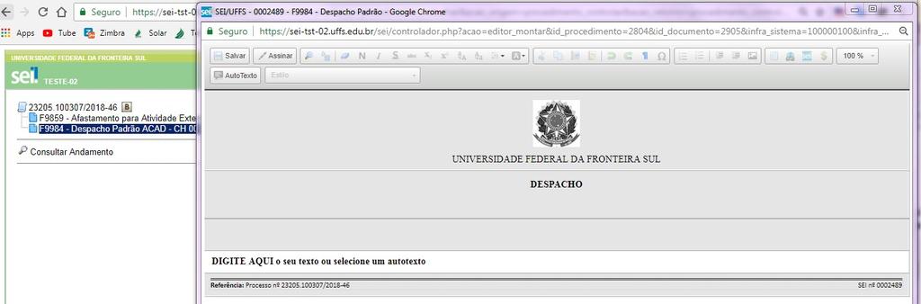 11 Na sequência habilitará o Formulário F9984 para edição, altere o texto Digite aqui. Posteriormente, clique em Salvar e se tudo estiver correto clique em Assinar - Seta Vermelha.