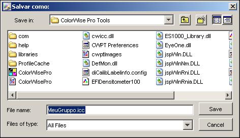 SPOT-ON COM CORES NOMEADAS 32 Carregamento de grupos de cores personalizados É possível carregar grupos de cores personalizados do Fiery EXP8000 para o computador como arquivos ICC.