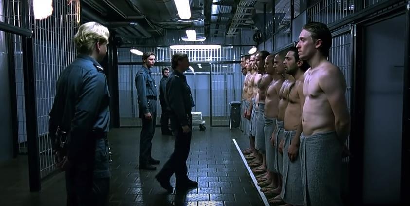 Figure 2 Prisoner lineup (Das Experiment 2001) The film was well distributed in Europe and America, and officially described as a psychological thriller inspired by real life incidents that had