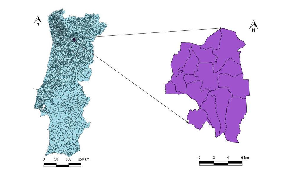 4.2.1. Enquadramento geográfico A área de estudo situa-se no município de Armamar no interior Norte de Portugal, a sul do rio Douro e a Norte da Serra de Leomil.