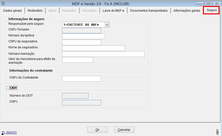 Seguros: Tela para inserir