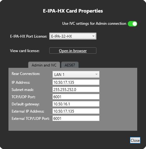 Figura 3 Exemplo de configurações IP. 2) Se você alterar os endereços IP de placa, é necessário usar a opção Apply Map to Matrix (Aplicar mapa na matriz).