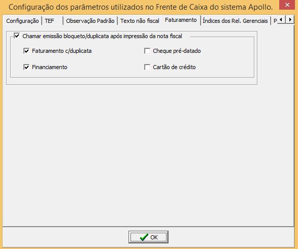 *Observação: Para setar o campo Utilizar Impressora Fiscal (Item 4 letra b), será necessário abrir o executável Apollo/Bravos no Menu (15050): Configuração >