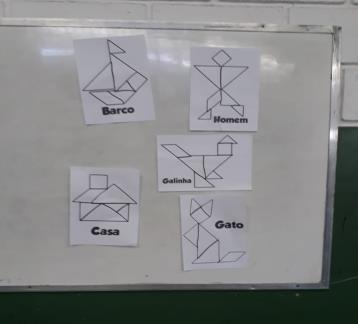 Diante do exposto, iniciamos a atividade, apresentando aos estudantes as sete peças que constituem o Tangram, e em seguidas contamos algumas histórias sobre o surgimento deste jogo.