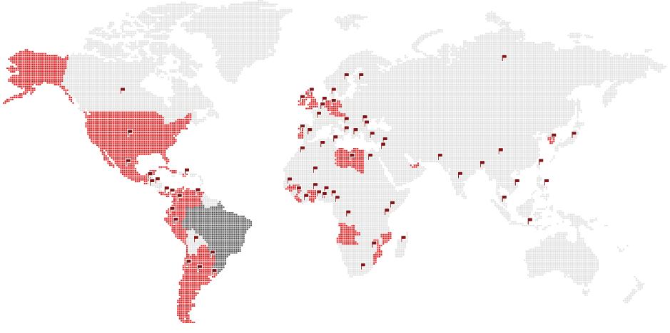 Presença Global 25+ países nos quais