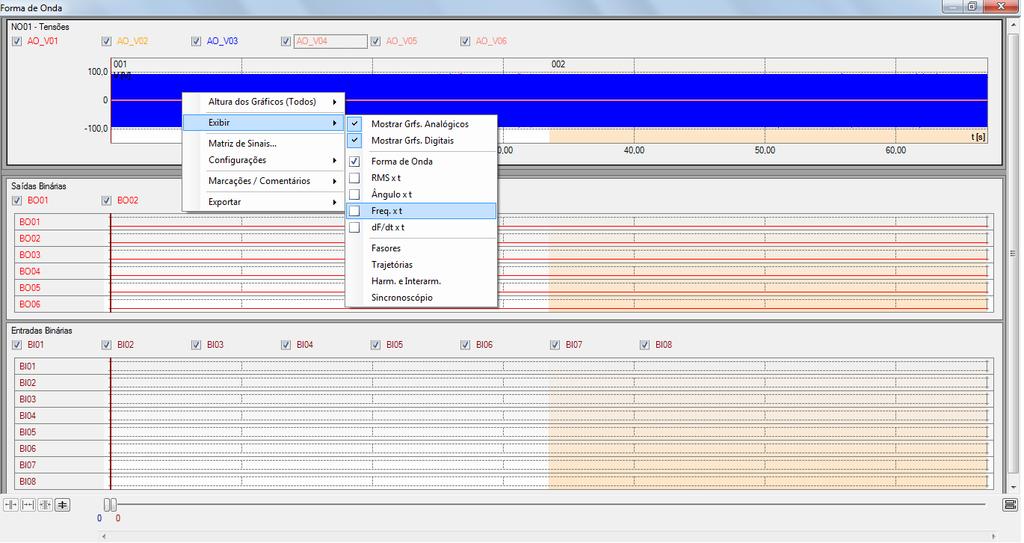 Figura 34 Clique com o botão direito do gráfico das tensões e escolha a opção destacada.