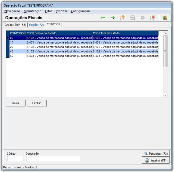 Figura 12 - Operações fiscais - aba