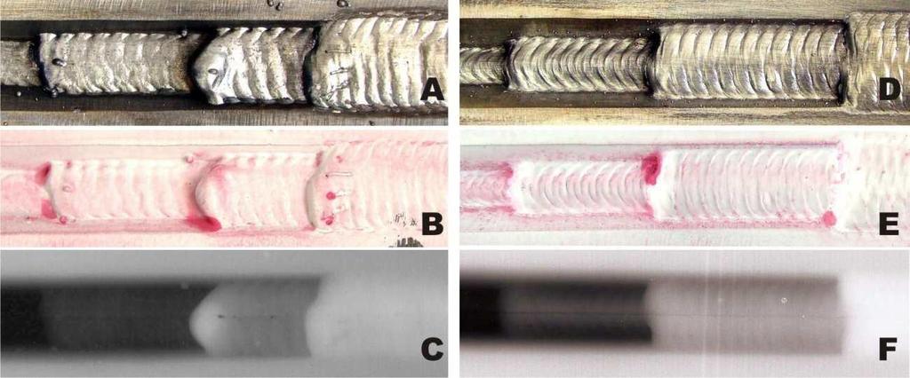 Procedimentos de Soldagem Arame maciço x arame tubular Cordões de solda realizados na posição sobre-cabeça com resultados