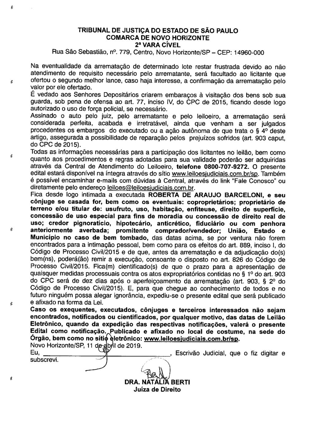 fls. 60 Este documento é cópia do original, assinado digitalmente por LUZIA REGIS DE OLIVEIRA DUARTE, liberado nos autos em 30/04/2019 às 14:49.