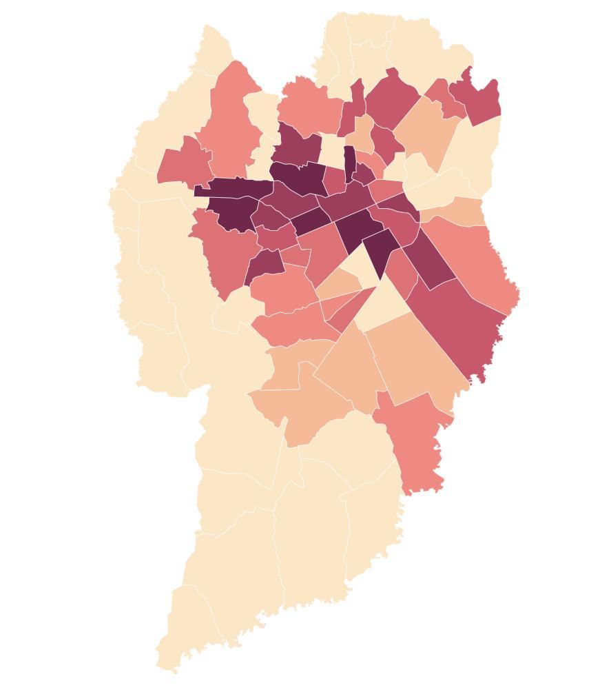 ALUGUEL MAPA DE CALOR DE PREÇOS PERCENTUAL BAIRRO R$/M2 100 Prado Velho 2.060 99 Ecoville 1.