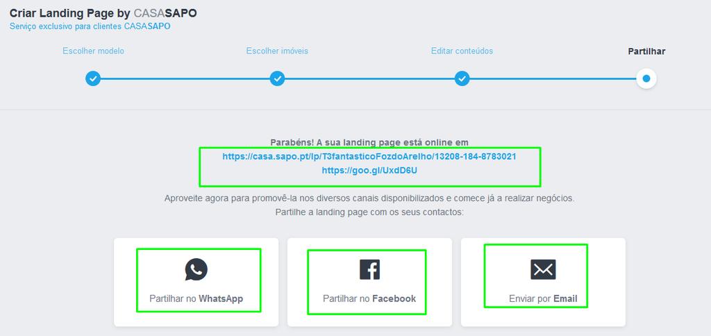 7. No final clique em Publicar Landing Page, aparecerá a seguinte mensagem, no final clique OK.