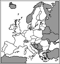 12- A figura apresentada acima representa: a) a Europa no período entre guerras (1919-1939), quando ocorreu o avanço do poderio da Rússia sobre o Leste europeu.