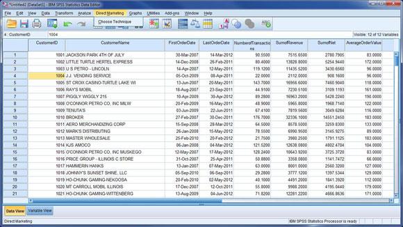 A conhecida janela Data Editor é exibida, preenchida com o arquivo de clientes, como mostra a Figura 3.