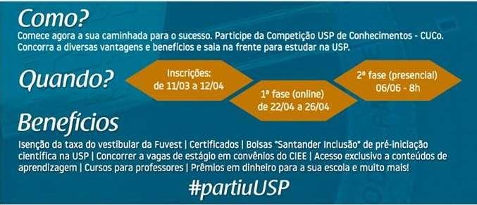 Competição USP de Conhecimentos CUCo 2019 Estão abertas as inscrições para a CUCo - Competição USP de Conhecimentos!