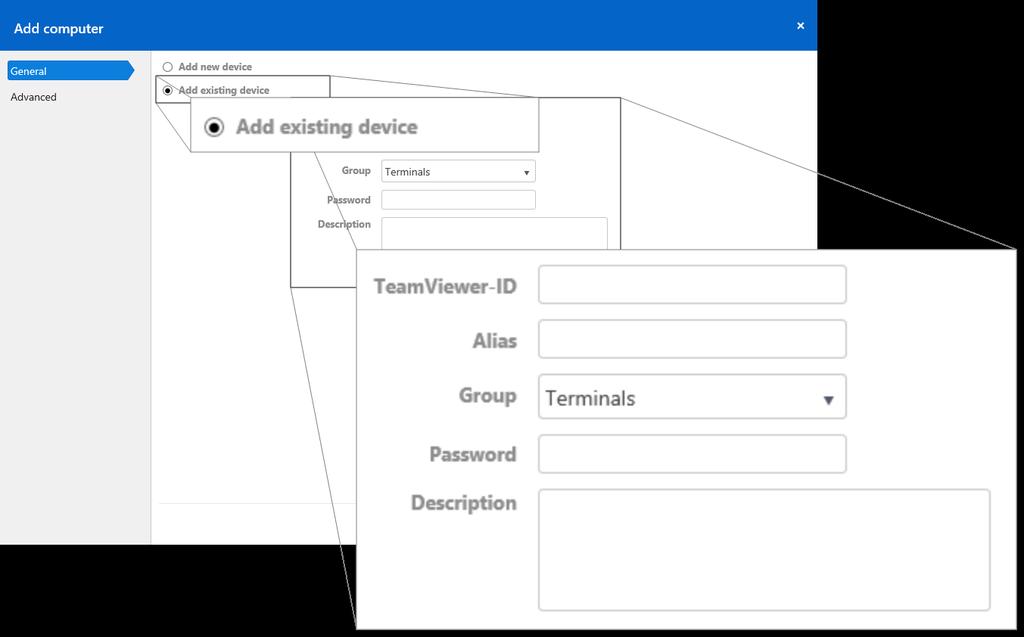 Dependendo de sua seleção, a versão completa do TeamViewer, TeamViewer Host ou um módulo TeamViewer Host personalizado deve estar instalado no dispositivo.