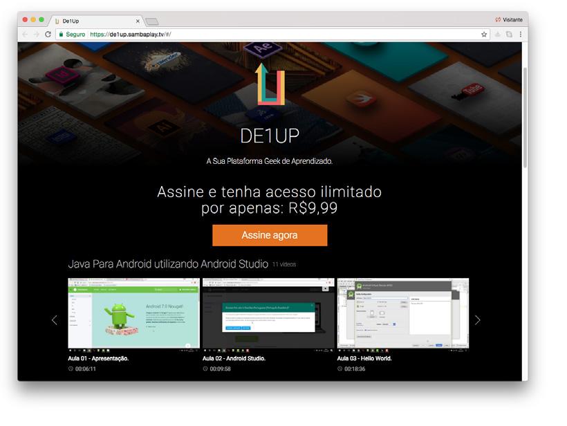 case: DE1UP Por Silas Reis, CEO do DE1UP A DE1UP é uma plataforma geek de aprendizado, com cursos de AutoCAD, Illustrator, Photoshop, Java e muito mais!
