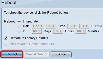Verificação (opcional) de etapa 3. a restauração à caixa de verificação dos padrões de fábrica para recarregar o interruptor à configuração padrão de fábrica. Verificação (opcional) de etapa 4.