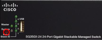 Etapa 2. Usando um pino, a imprensa e guarda o botão reset no interruptor por 15 a 20 segundos. Nota: Neste exemplo, o interruptor controlado empilhável do gigabit SG350X-24 24-Port é usado. Etapa 3.