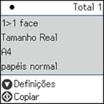 Aperte o botão OK para ver as configurações de impressão para as cópias. Você verá a seguinte tela: 8.