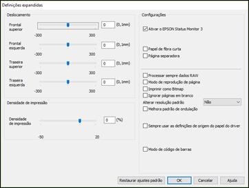 Você verá esta janela: 5. Selecione quaisquer opções de configuração avançada para personalizar a sua impressão. 6. Clique em OK para fechar a janela de Definições expandidas. 7.