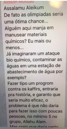 salienta-se agora ante a demonstração do forte envolvimento e consciência de ALISSON na atuação em promoção do Estado Islâmico.