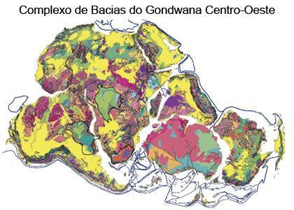 66 Figura 5.5.: Mapa geológico do Gondwana, segundo a reconstrução de Witt et al., 1988.