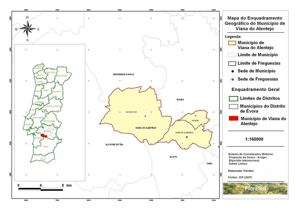 Mapa 1: Mapa de Enquadramento Geográfico do Município de Viana do Alentejo. 2.