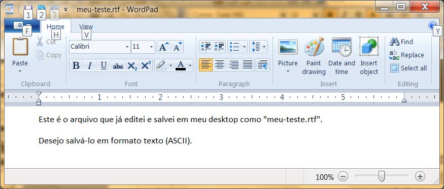 4 Exemplo no WordPad Contexto de modelagem: O usuário está com o o arquivo