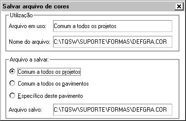 Se você salvar as cores como "Comum a todos os projetos", todos os desenhos novos deste mesmo sistema/subsistema ou gerados automaticamente por programas usarão as cores que você salvou.