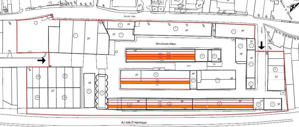 Figura 11 Localização de equipamentos do património industrial 2) Análise segundo os critérios seguintes: Histórico de obras ou intervenções no bem: cronologia física do conjunto e caracterização e