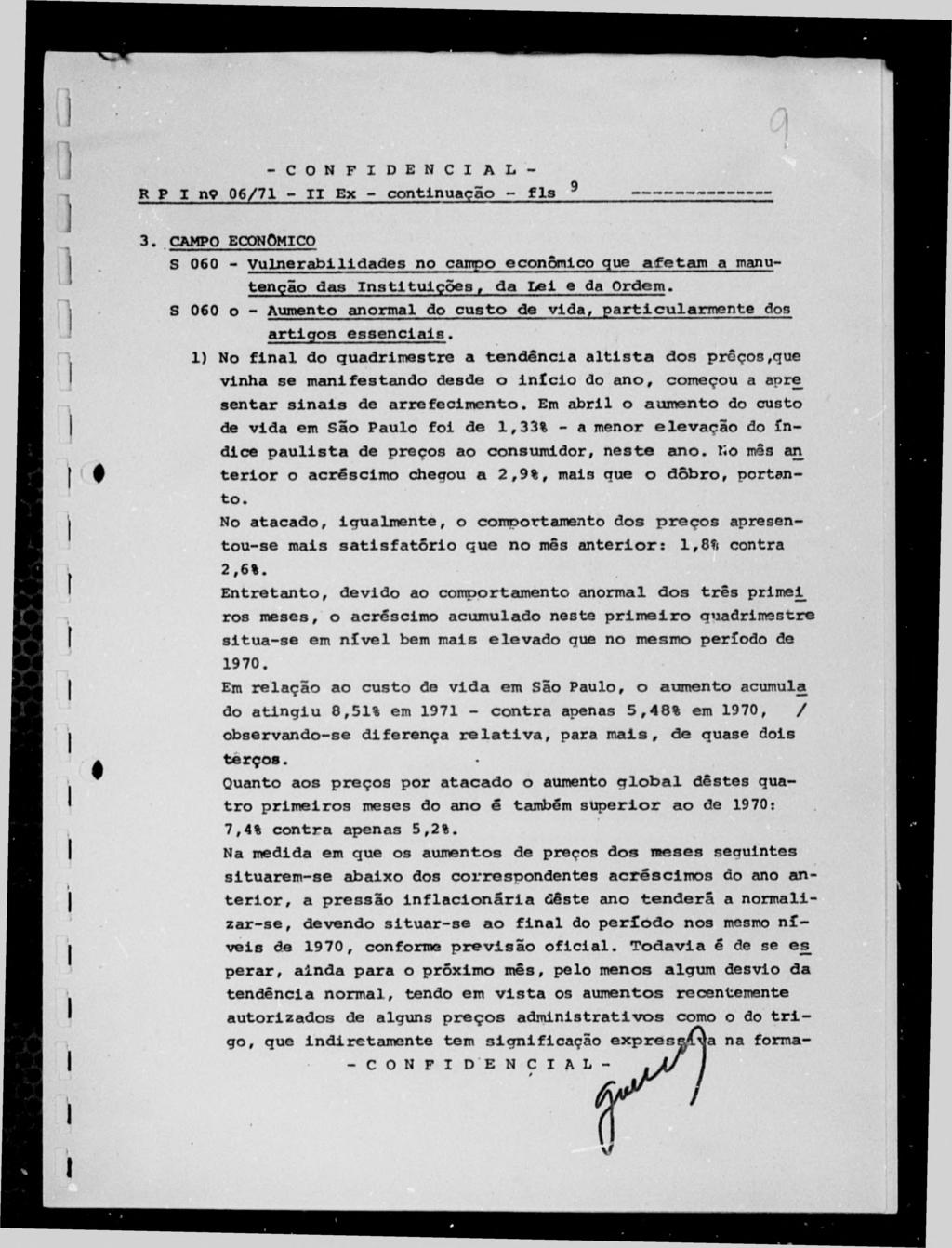 3. CAMPO ECONÔMICO S 060 - V uln erab ilidades no campo econômico que a fe t a m a manutenção das In s tit u iç õ e s, da Lei e da O rdem.