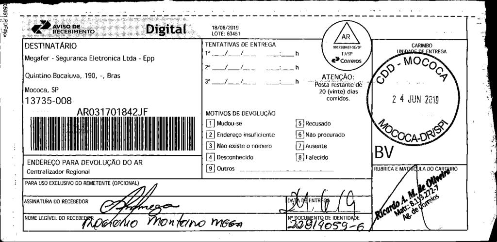 fls. 27 Este documento é cópia do original, assinado digitalmente por v-post.correios.com.br, liberado nos autos em 25/06/2019 às 23:02.
