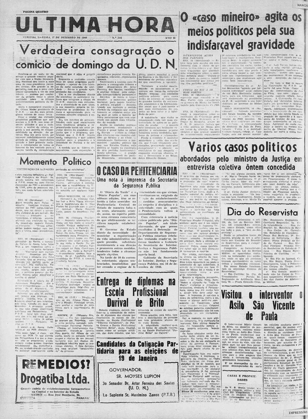 , IMPRESSÃO I PAGINA QUATRO ULTIMA JB0 flb i*^w ^* fflft ASf yyq * CURITIBA, Z.n-FEIRA, 17 Z> DEZi?i»ÍBRO D 194«i. -,. J~_^... -,^^- mi ranir- _~ ir _- n.