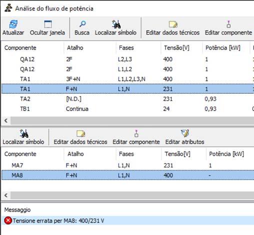 Determinação da potência absorvida em cada nível com relatórios de inconsistências exibido na janela de visualização, e com possibilidade de exportação dos dados para arquivo Excel.