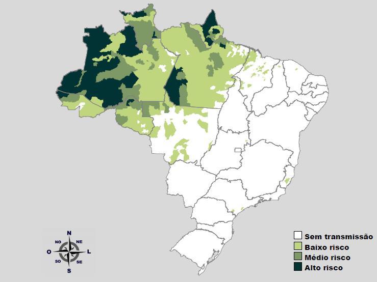 24 registrado um aumento do número de casos em 25% (175.855) comparados aos dados de 2015. Figura 2: Regiões endêmicas para malária no Brasil.